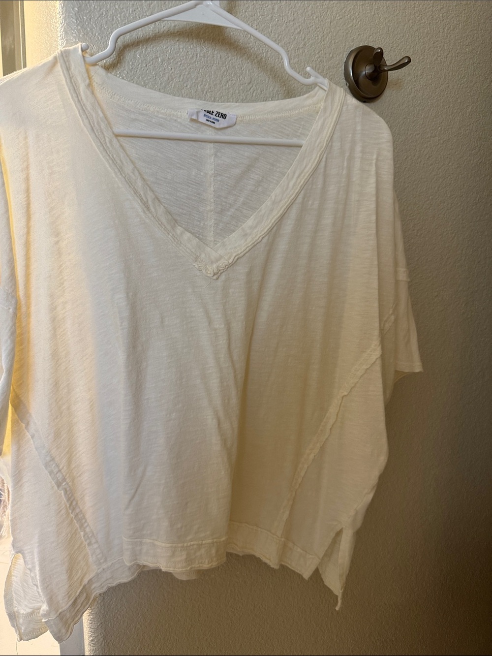 Double zero Cream V-Neck Slouchy Tunic Top